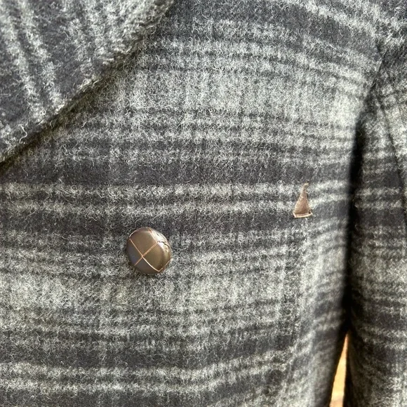 Cole Haan plaid wool double breasted coat size Large